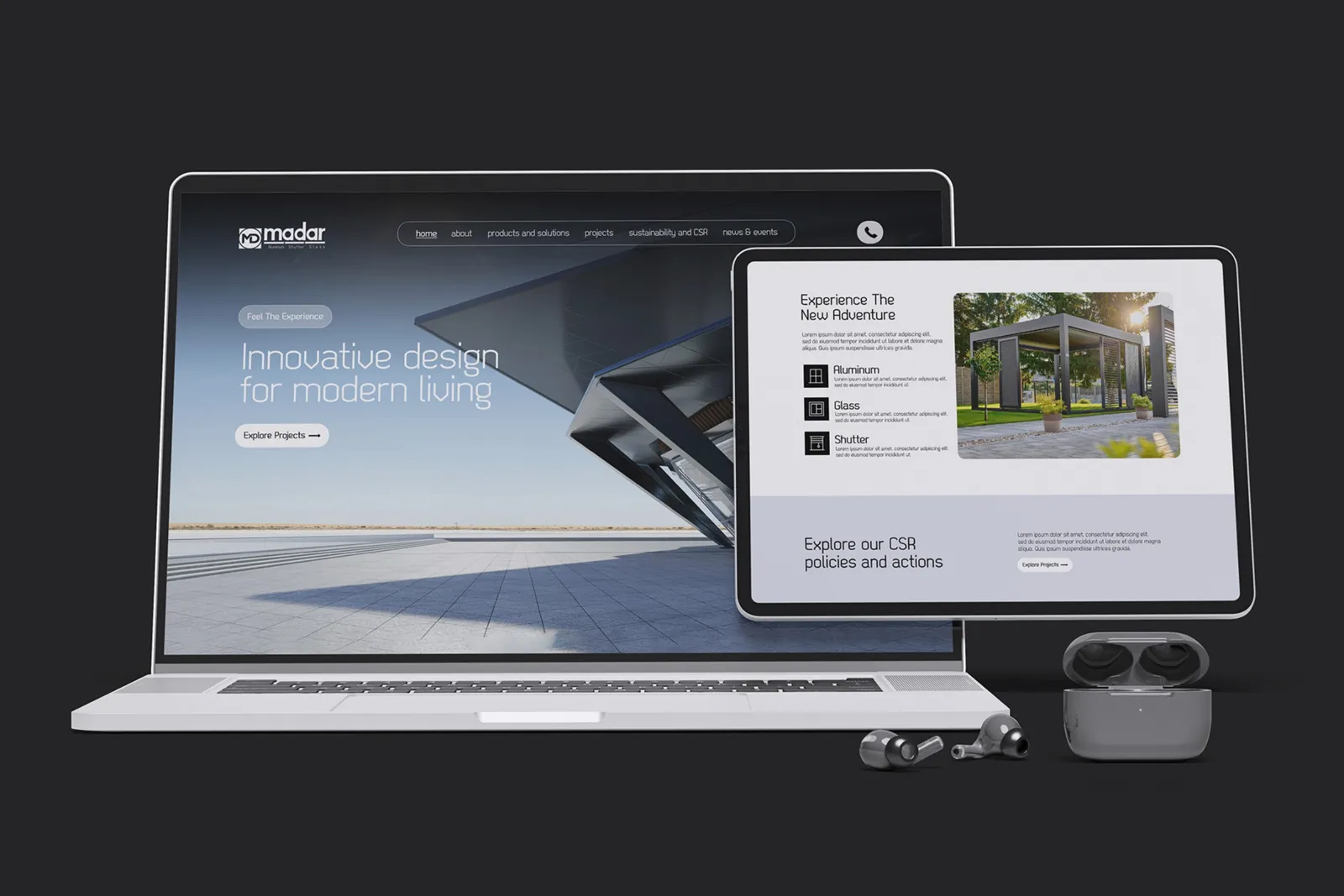 Madar website on laptop and tablet
