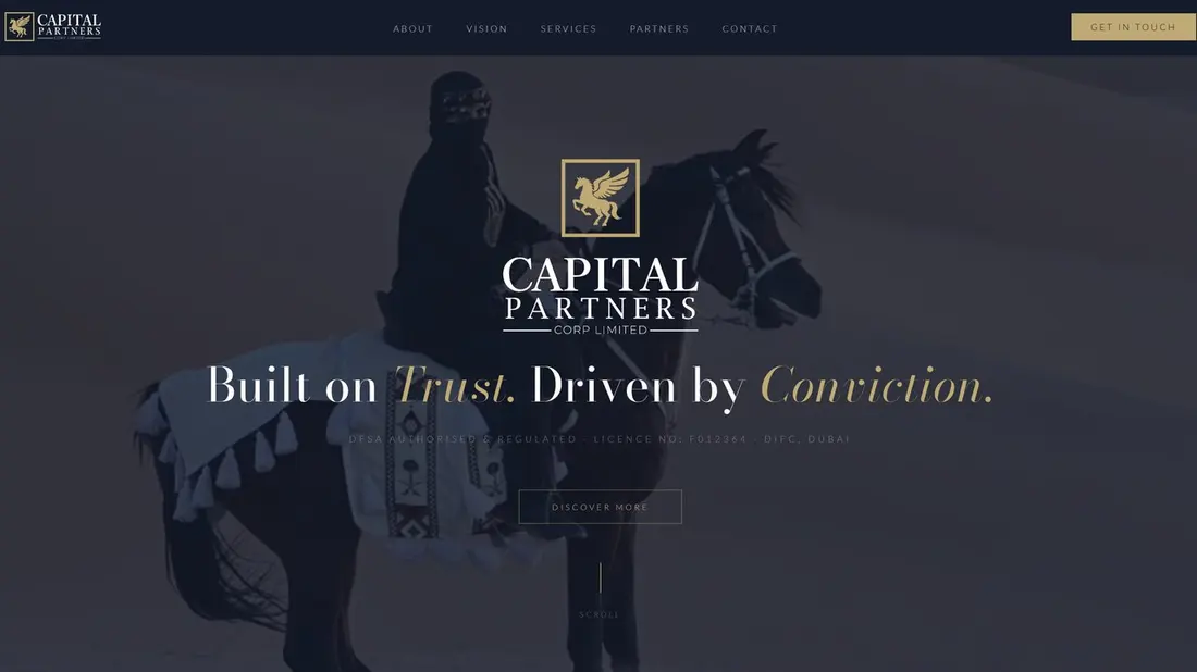 Capital Partners website hero: Built on Trust. Driven by Conviction.