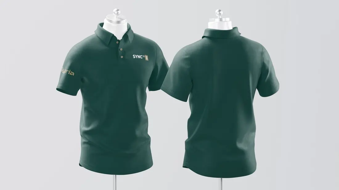 Green branded polo shirts